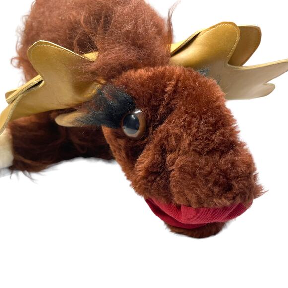 Vintage 1981 Mary Johnson Moose Reindeer Hand Puppet 19" Fuzzy Expressive RARE - Picture 2 of 11